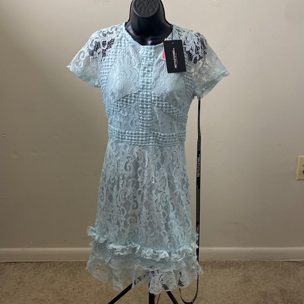 Brand new size 6 pretty little thing baby blue lace dress